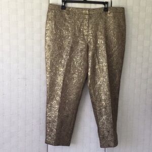 Woman’s Chico’s Black Label gold Bronze Size 3 (XL) pants zipper in front #498